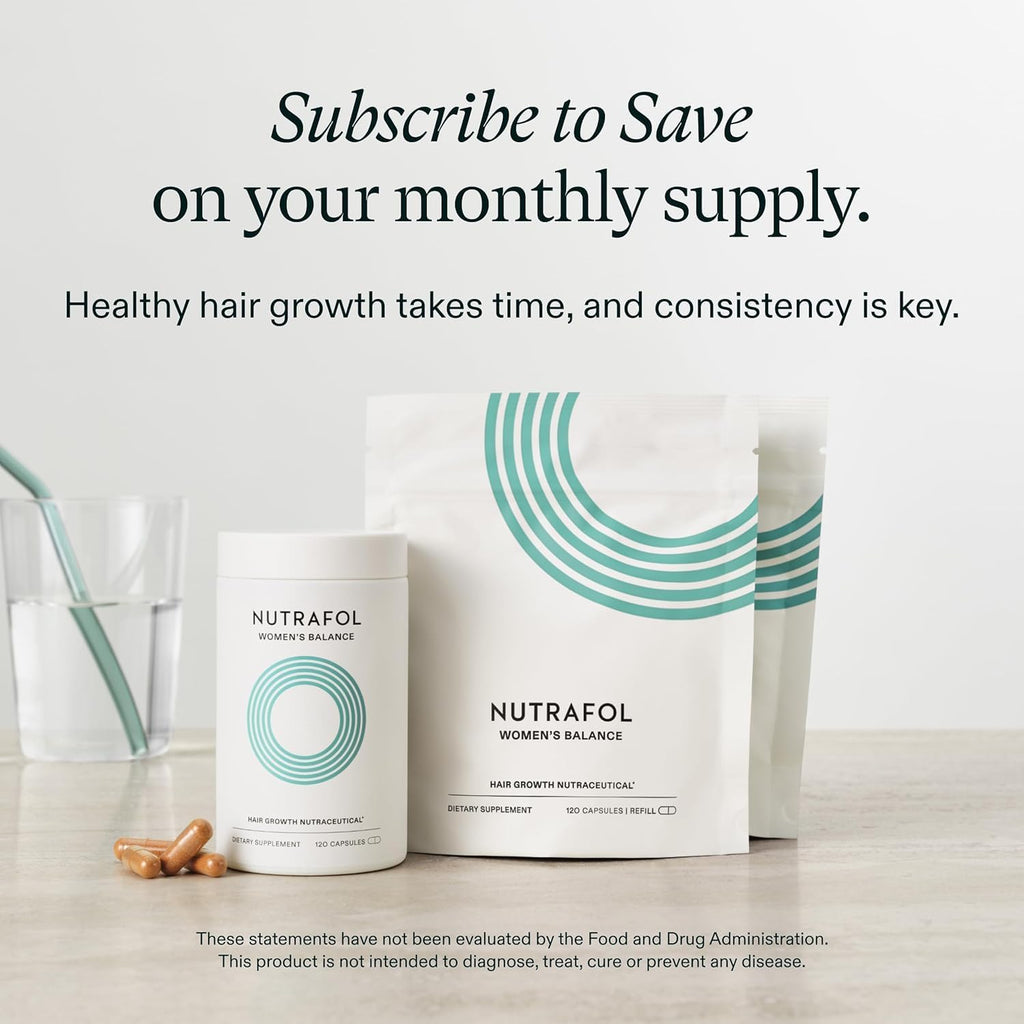 Women's Balance Hair Growth Supplements, Ages 45 and Up, Clinically Tested for Visibly Thicker Hair and Scalp Coverage, Dermatologist Recommended - 1 Month Supply
