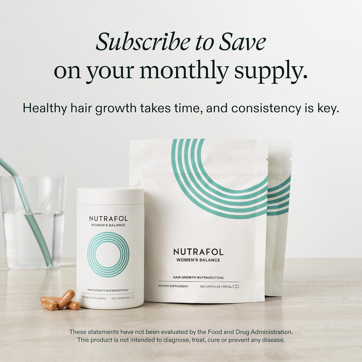 Women's Balance Hair Growth Supplements, Ages 45 and Up, Clinically Tested for Visibly Thicker Hair and Scalp Coverage, Dermatologist Recommended - 1 Month Supply