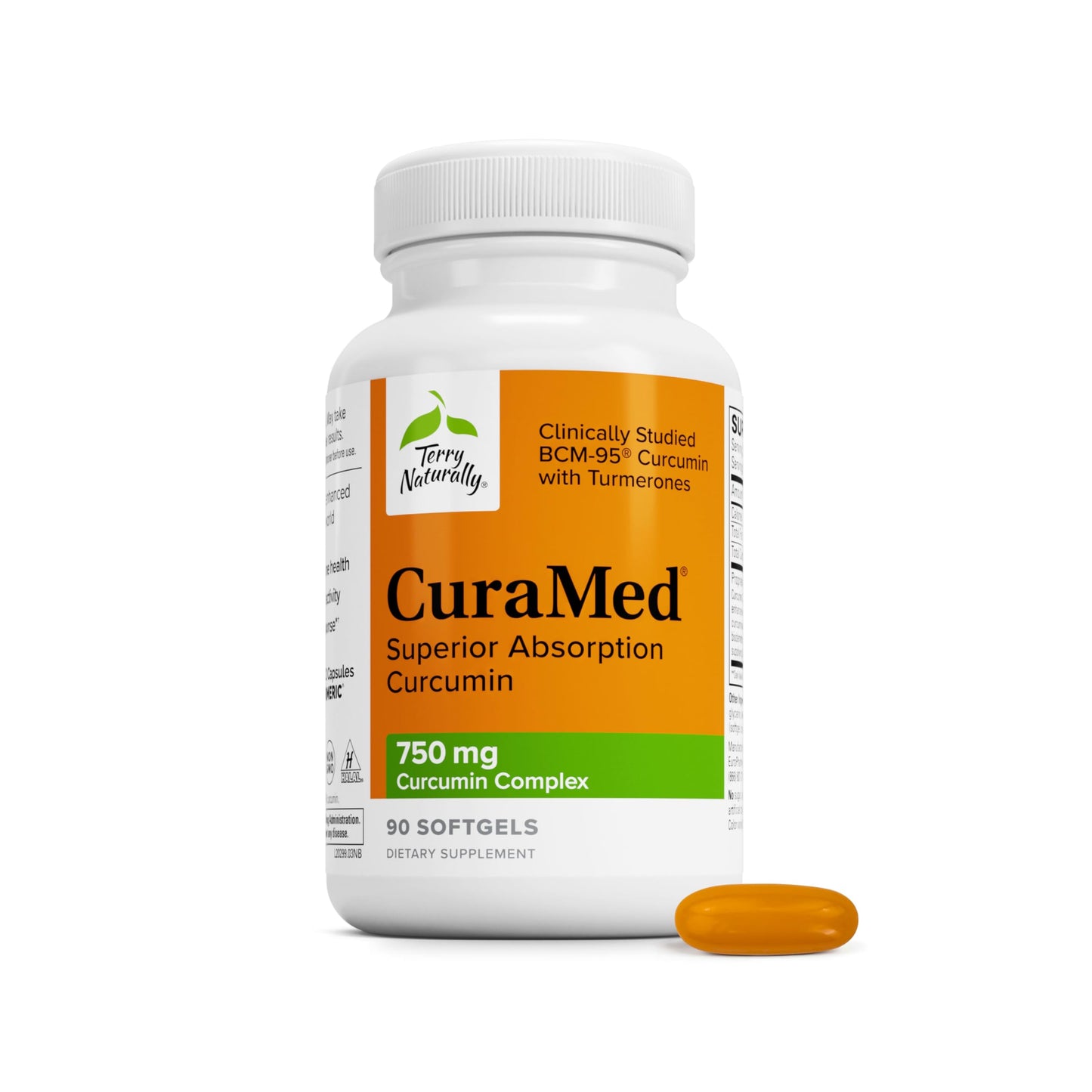 Terry Naturally CuraMed 750 mg - BCM-95 Curcumin Supplement - Brain, Heart and Liver Health Support - High-Potency Turmeric Complex - 120 Softgels