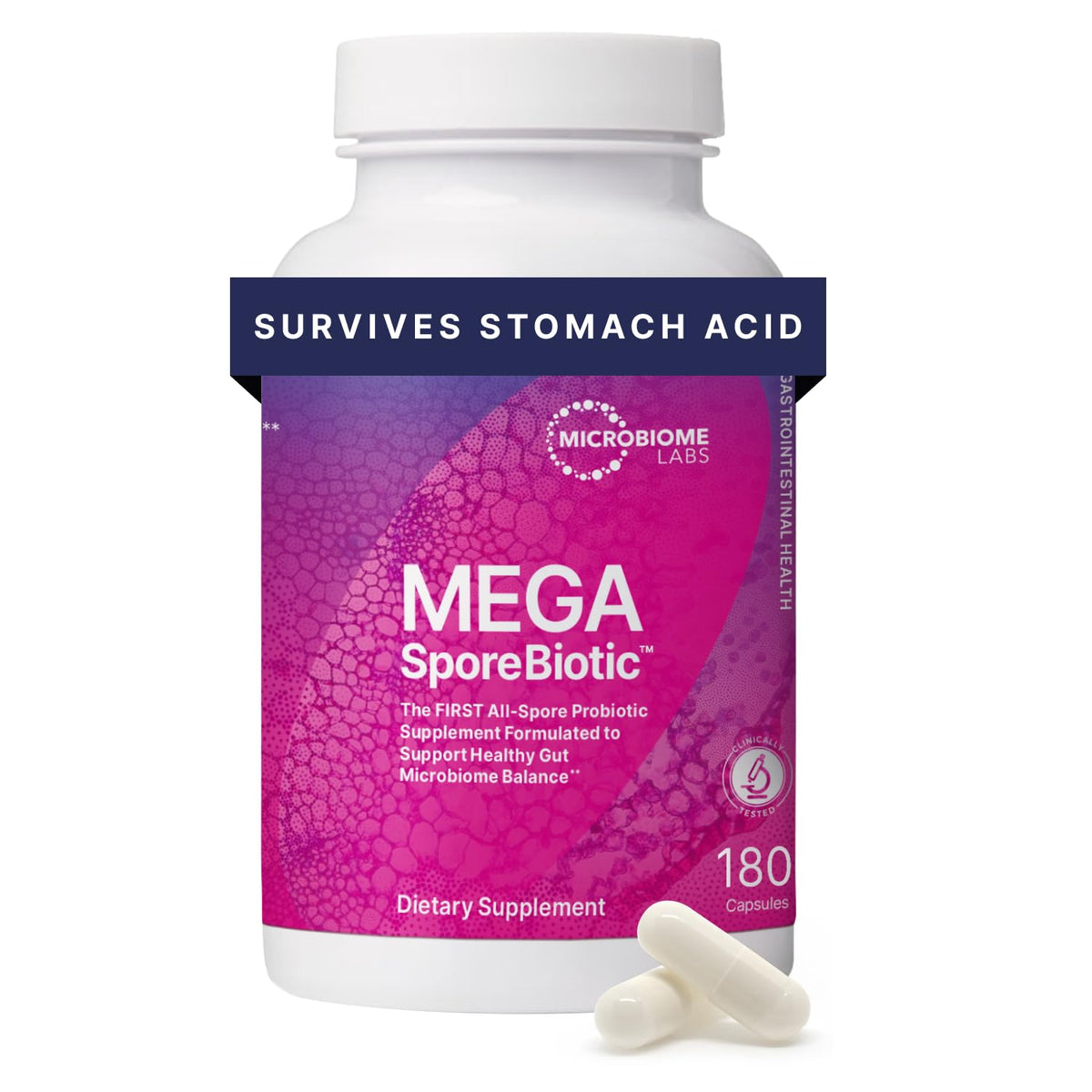 Microbiome Labs MegaSporeBiotic Probiotics for Women & Men - Spore-Based Probiotic for Gut Health & Digestive Support - Shelf-Stable, Travel-Friendly, Mens & Womens Probiotics (60 Capsules)