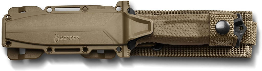 Gerber Gear StrongArm Knife - Fixed Blade - Tactical Knife for Survival Gear - Full Tang, 420HC Steel Blade - Camping Survival Knife - Made in USA - Plain edge, Coyote Brown