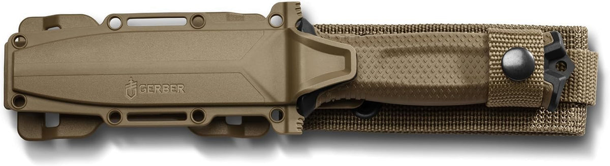 Gerber Gear StrongArm Knife - Fixed Blade - Tactical Knife for Survival Gear - Full Tang, 420HC Steel Blade - Camping Survival Knife - Made in USA - Plain edge, Coyote Brown