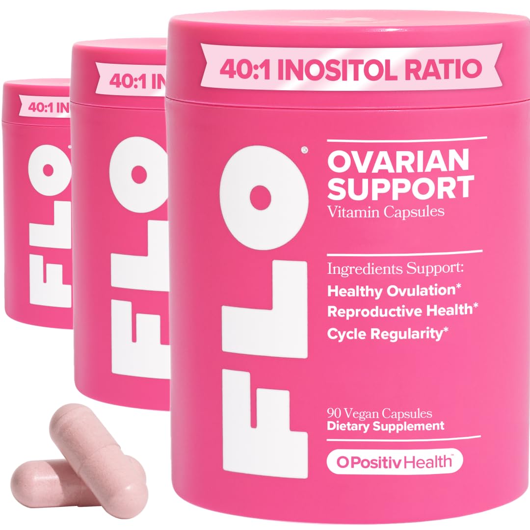 O Positiv FLO Ovarian Health Support - Hormone Balance for Women, Supplement with DIM, Myo & D-Chiro Inositol, Folic Acid - Supports Healthy Ovulation, Cycle Regularity - 30 Servings