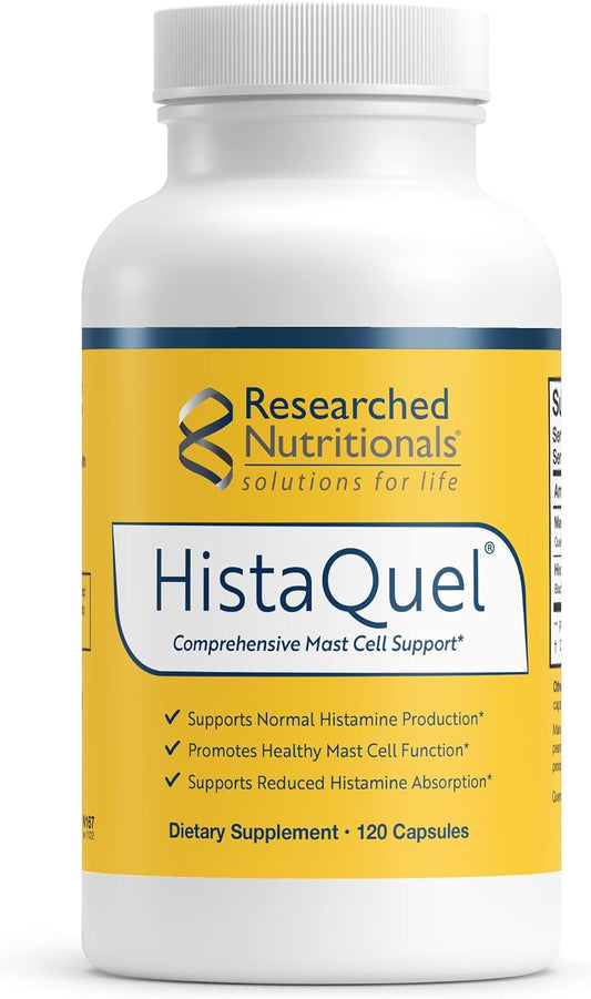 Researched Nutritionals HistaQuel Histamine Support, 120 Capsules | Histamine & Mast Cell Support, Stinging Nettle, Black Cumin Seed Oil, Clinically Researched Flavonoid & Herbal Formula