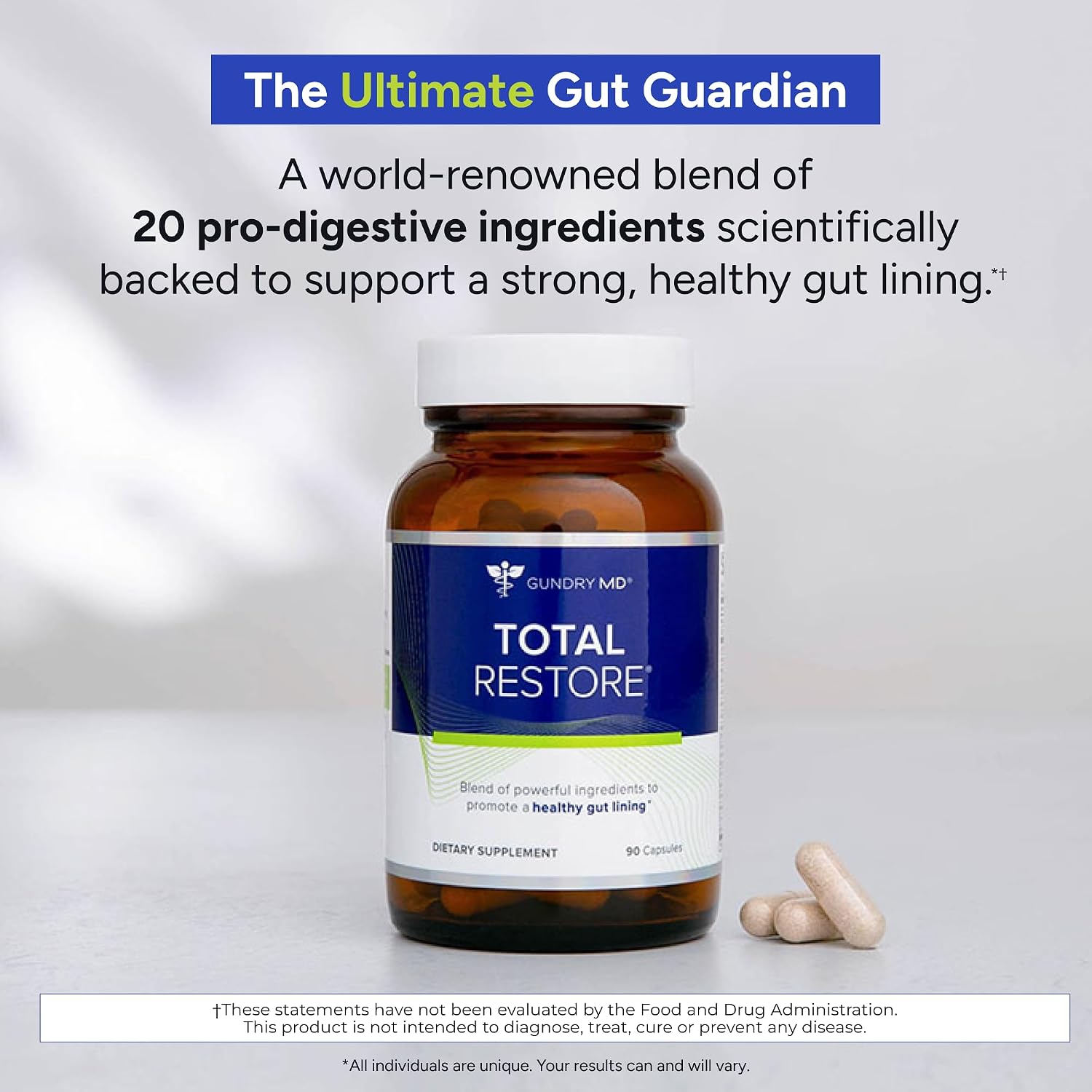 Gundry MD® Total Restore Gut Lining & Digestive Support, 30 Servings | 20 Gut Health Supporting Ingredients, Keto Friendly, Sugar & Artificial Sweetener Free, Active Lifestyle Support