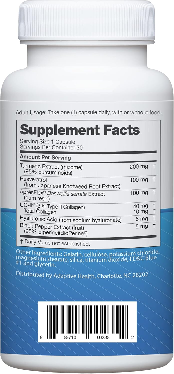 Instaflex Advanced Joint Support Supplement - Turmeric, Resveratrol, Boswellia Serrata Extract, BioPerine, UC-II Collagen- 30 Count