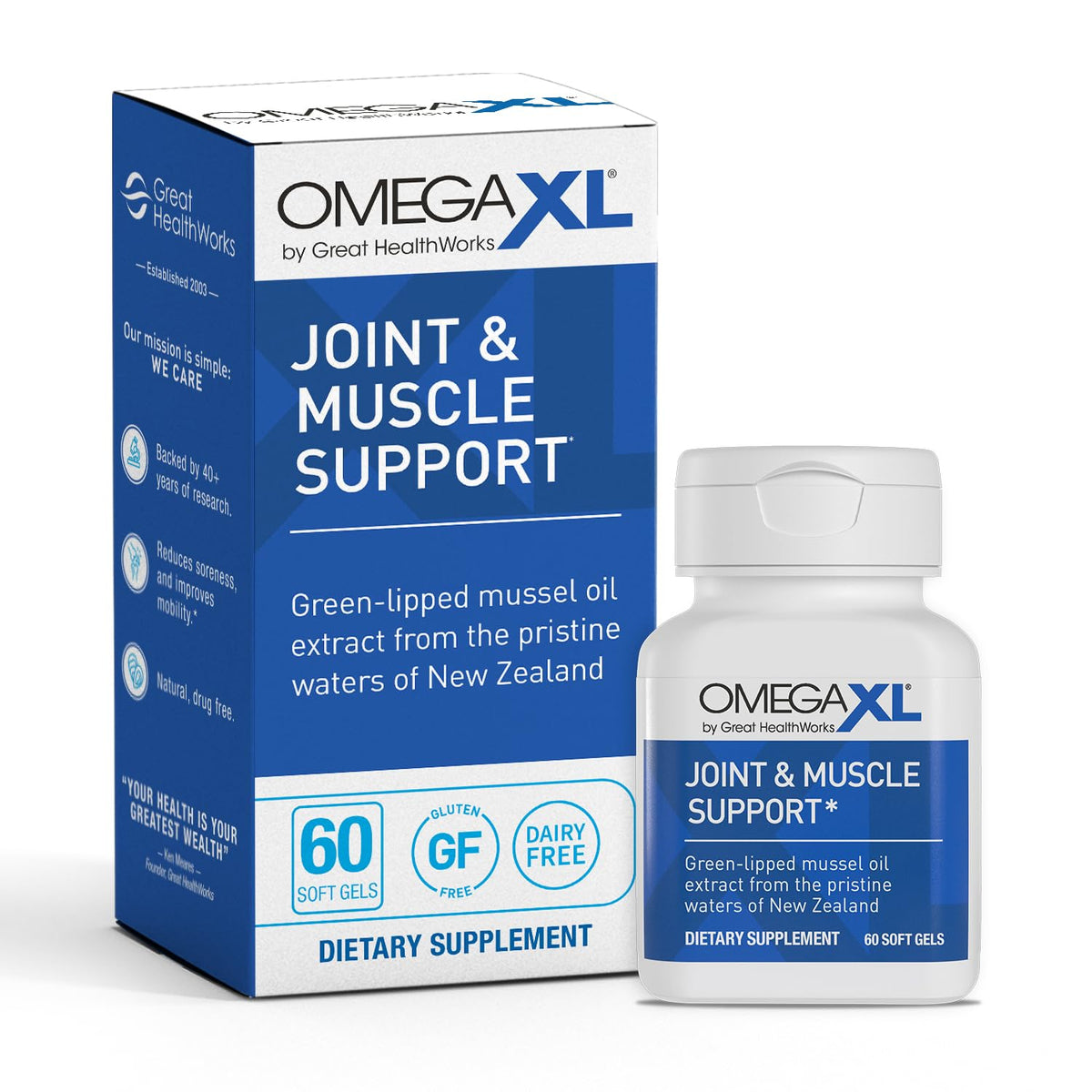 OmegaXL Joint Support Supplement, 120 Count | Green Lipped Mussel Oil, Soft Gel Pill, Natural Joint and Muscle Support Supplement, Clinically Supported, Non-GMO, Drug-Free
