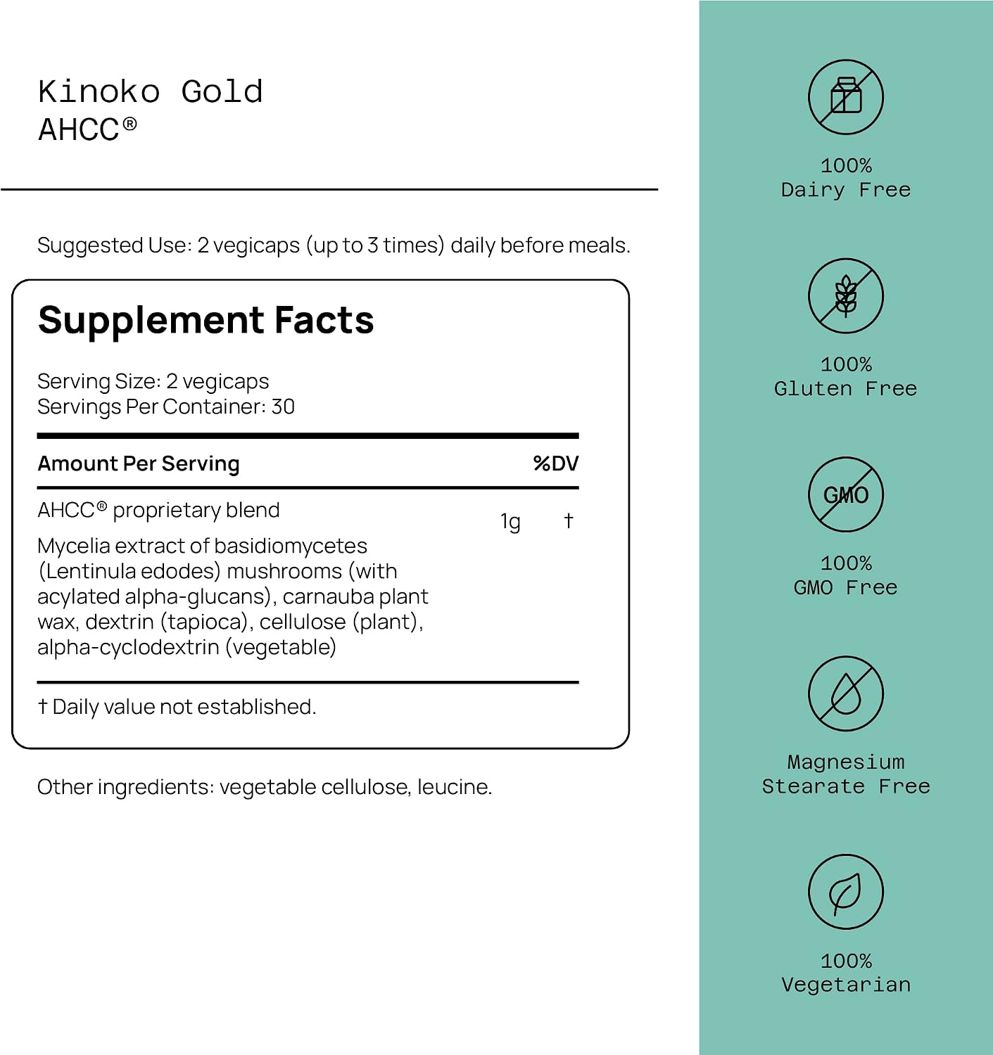Quality of Life Kinoko Gold AHCC, 500mg - 60 caps