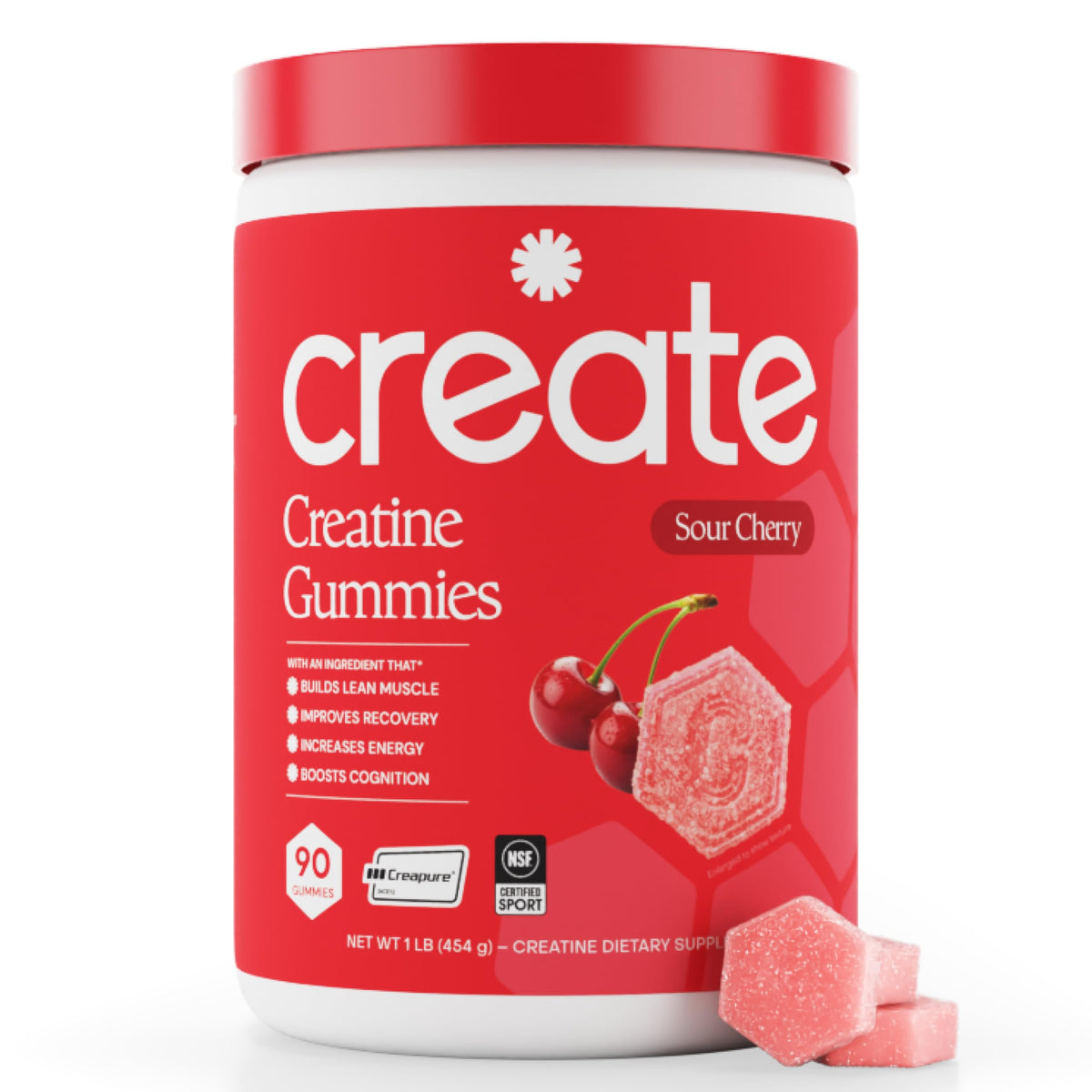 Create Creatine Monohydrate Gummies for Men & Women, Boost Focus, Strength, and Endurance, Anti-Melting Formula, Vegan, Gluten-Free, Non-GMO, 1.5g of Creatine per Gummy (Blue Raspberry)