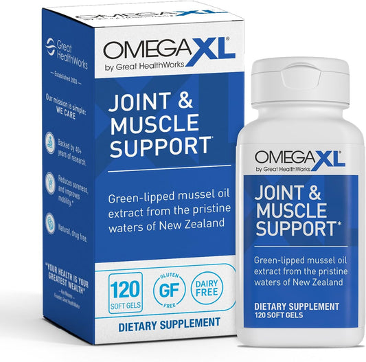 OmegaXL Joint Support Supplement, 120 Count | Green Lipped Mussel Oil, Soft Gel Pill, Natural Joint and Muscle Support Supplement, Clinically Supported, Non-GMO, Drug-Free