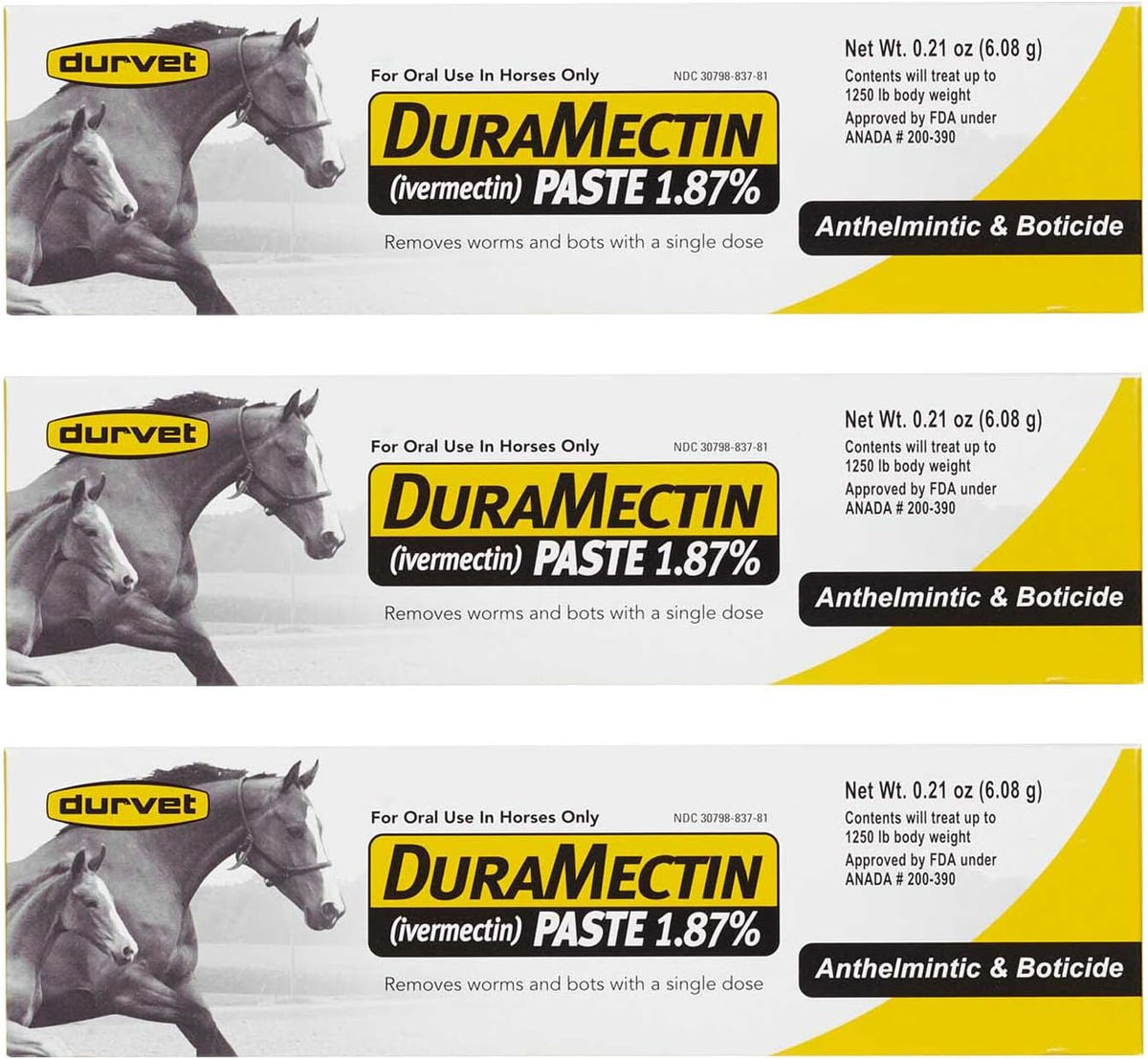 Durvet Duramectin Equine Wormer Paste - 3 Tubes
