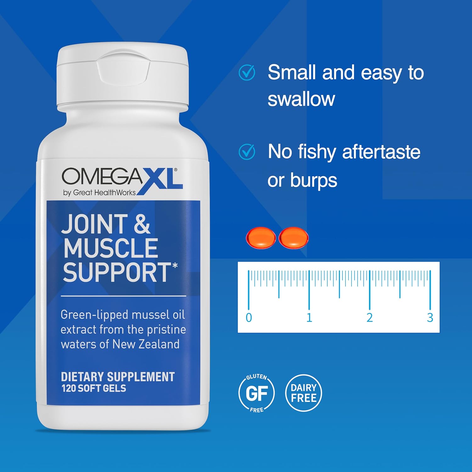 OmegaXL Joint Support Supplement, 120 Count | Green Lipped Mussel Oil, Soft Gel Pill, Natural Joint and Muscle Support Supplement, Clinically Supported, Non-GMO, Drug-Free