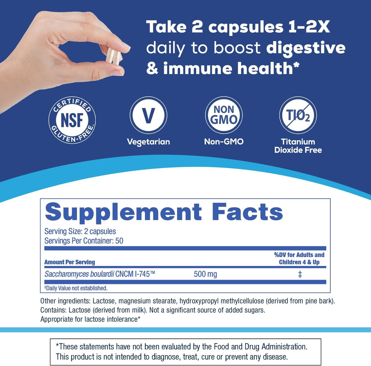 Florastor Probiotic for Digestive and Immune Health, 100 Capsules | Probiotics for Women & Men, Helps Flush Out Unwanted Bacteria, Boosts The Good with Our Unique Strain Saccharomyces Boulardii