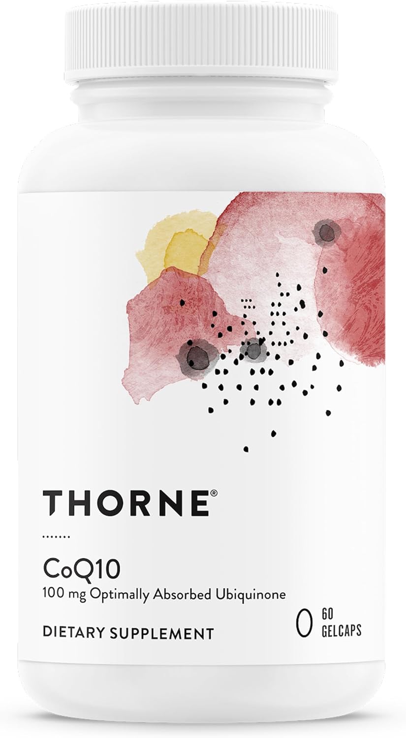 THORNE - CoQ10 - 100mg Optimally Absorbed Ubiquinone Supplement - Supports Heart Health, Brain Function, Cellular Energy Production & Healthy Aging* - Third-Party Certified - Gluten-Free - 60 Softgels