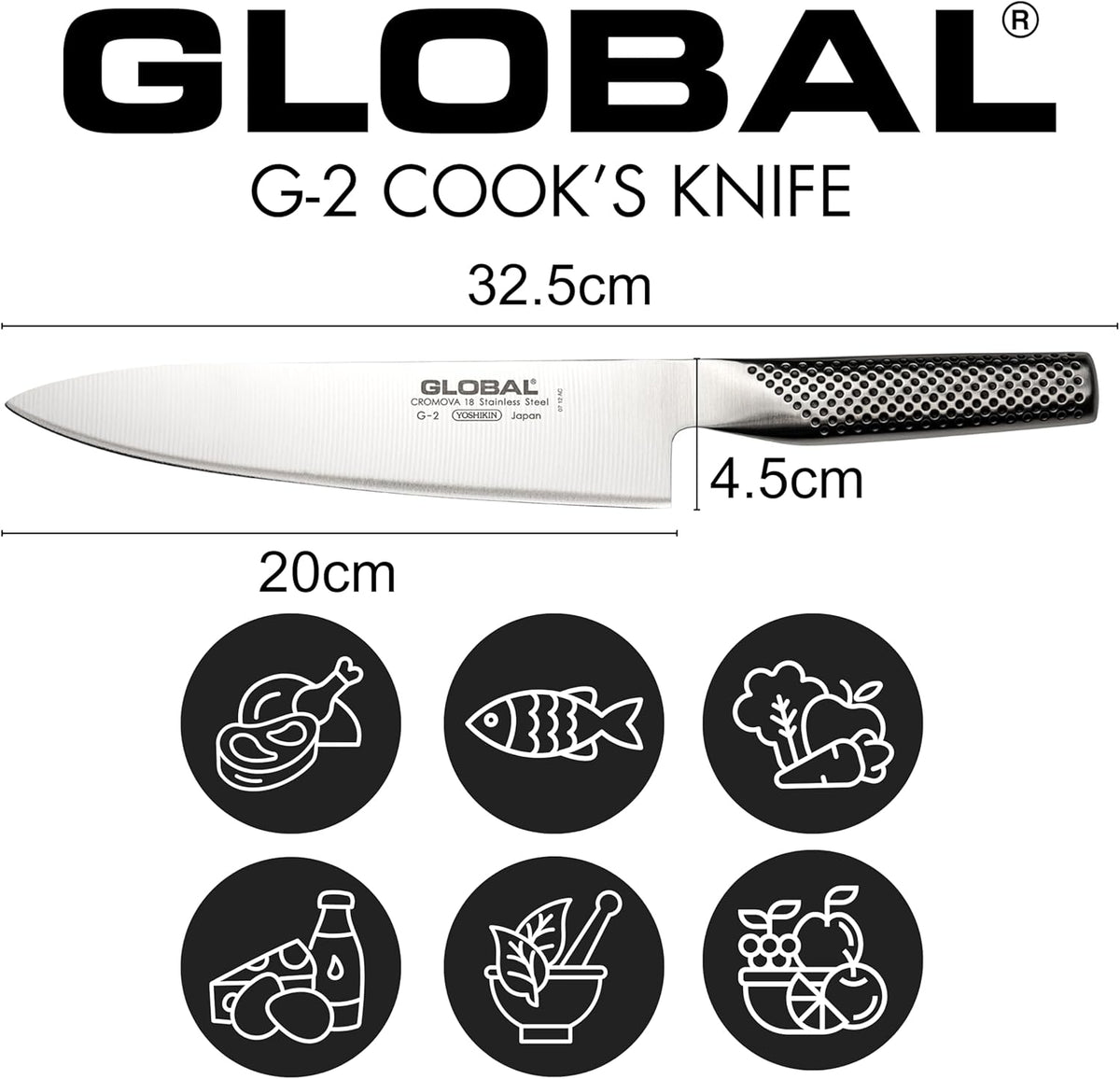 Global - 8 inch, 20cm Chef's Knife,Silver