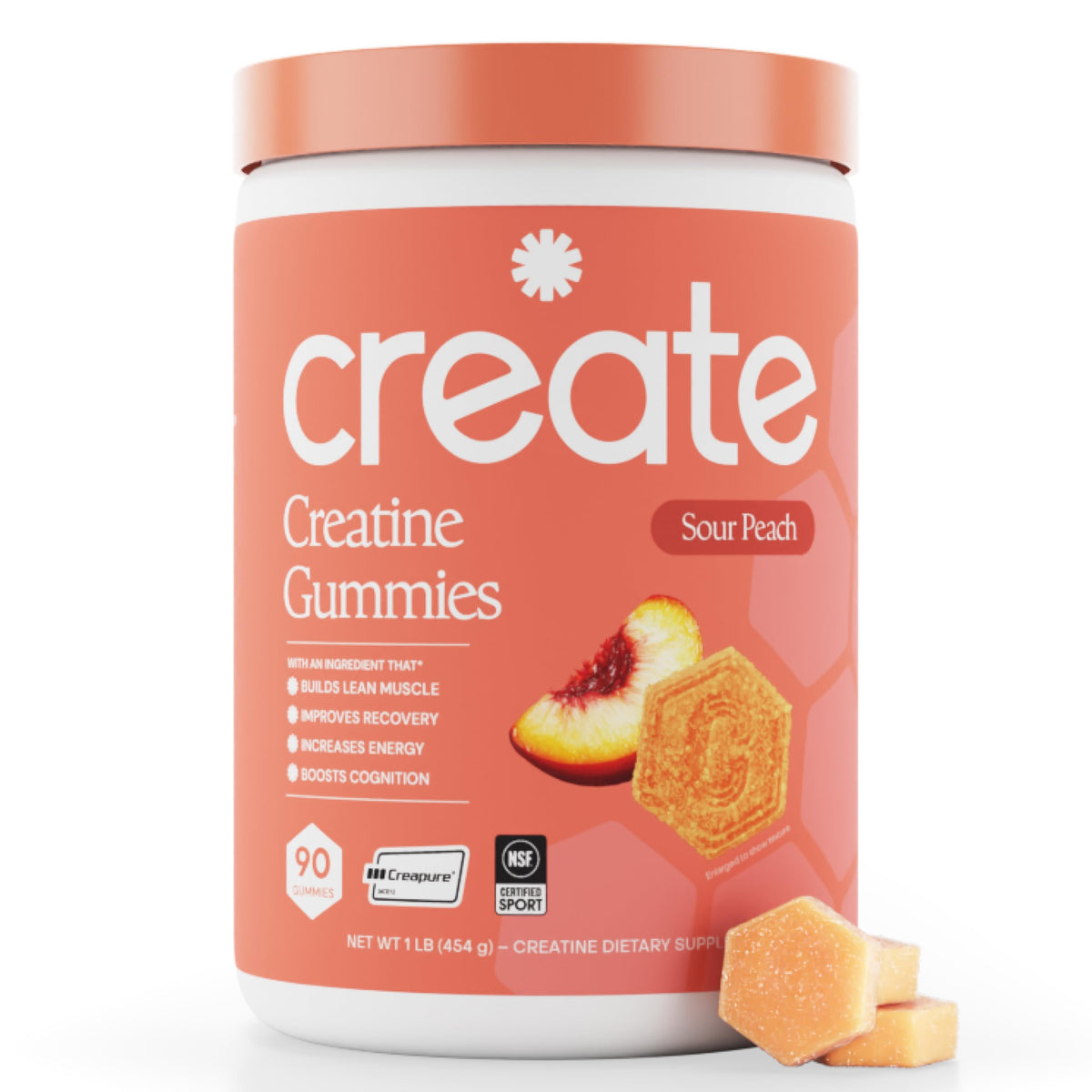 Create Creatine Monohydrate Gummies for Men & Women, Boost Focus, Strength, and Endurance, Anti-Melting Formula, Vegan, Gluten-Free, Non-GMO, 1.5g of Creatine per Gummy (Blue Raspberry)