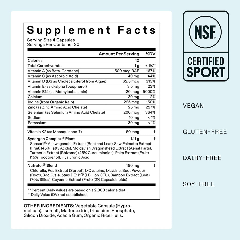 Nutrafol Women's Hair Growth Supplements, Ages 18-44, Clinically Tested for Visibly Thicker and Stronger Hair, Dermatologist Recommended - 1 Month Supply