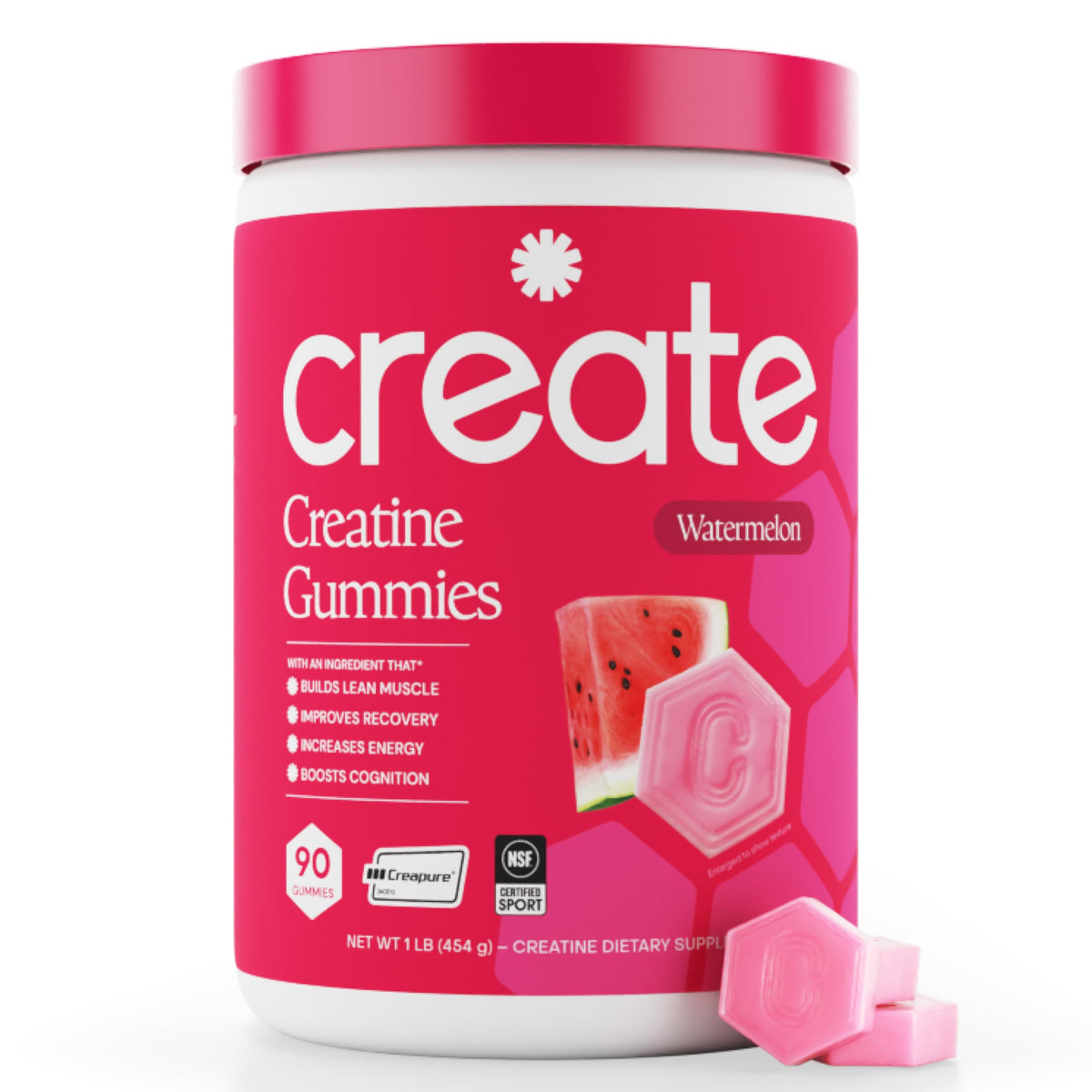 Create Creatine Monohydrate Gummies for Men & Women, Boost Focus, Strength, and Endurance, Anti-Melting Formula, Vegan, Gluten-Free, Non-GMO, 1.5g of Creatine per Gummy (Blue Raspberry)