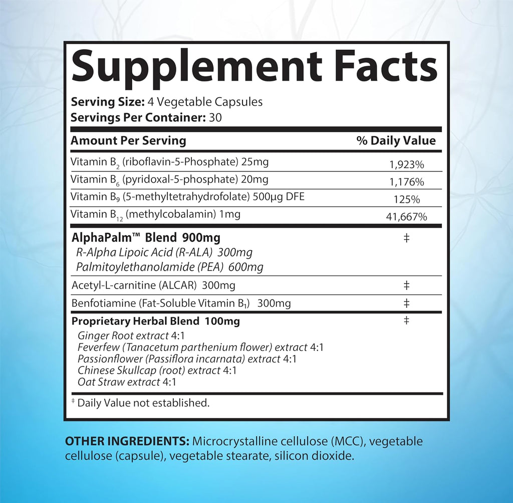 SciatiEase Sciatic Nerve Health Support Supplement - Nerve Support Formula with AlphaPalm, Pea, Vitamin B Complex, Alpha Lipoic Acid 300mg - 120 Capsules