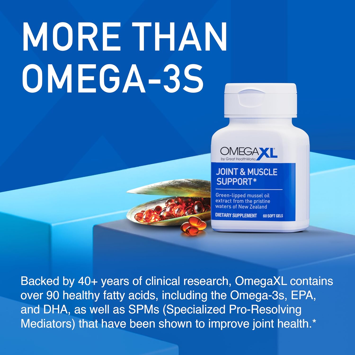 OmegaXL Joint Support Supplement, 120 Count | Green Lipped Mussel Oil, Soft Gel Pill, Natural Joint and Muscle Support Supplement, Clinically Supported, Non-GMO, Drug-Free