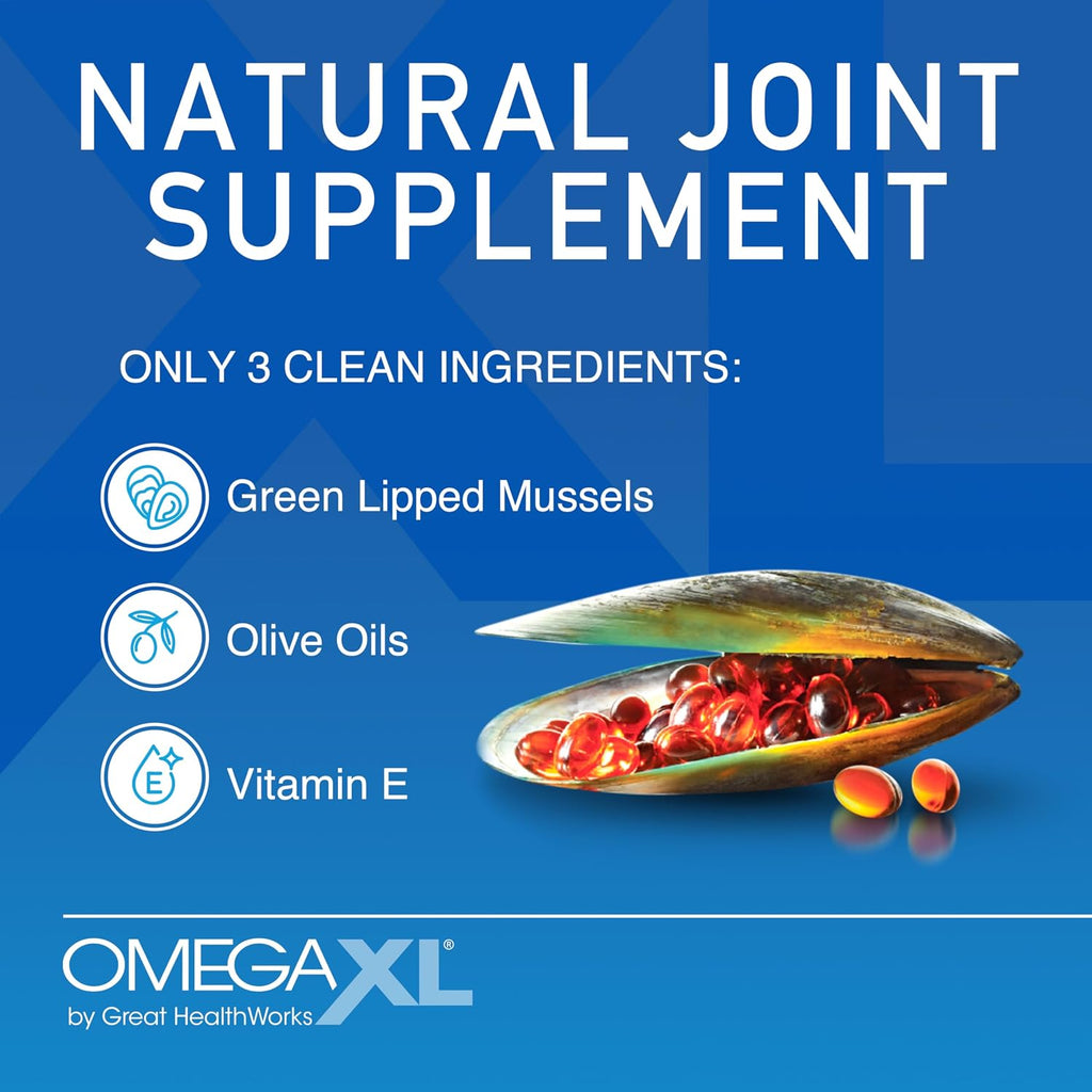 OmegaXL Joint Support Supplement, 120 Count | Green Lipped Mussel Oil, Soft Gel Pill, Natural Joint and Muscle Support Supplement, Clinically Supported, Non-GMO, Drug-Free