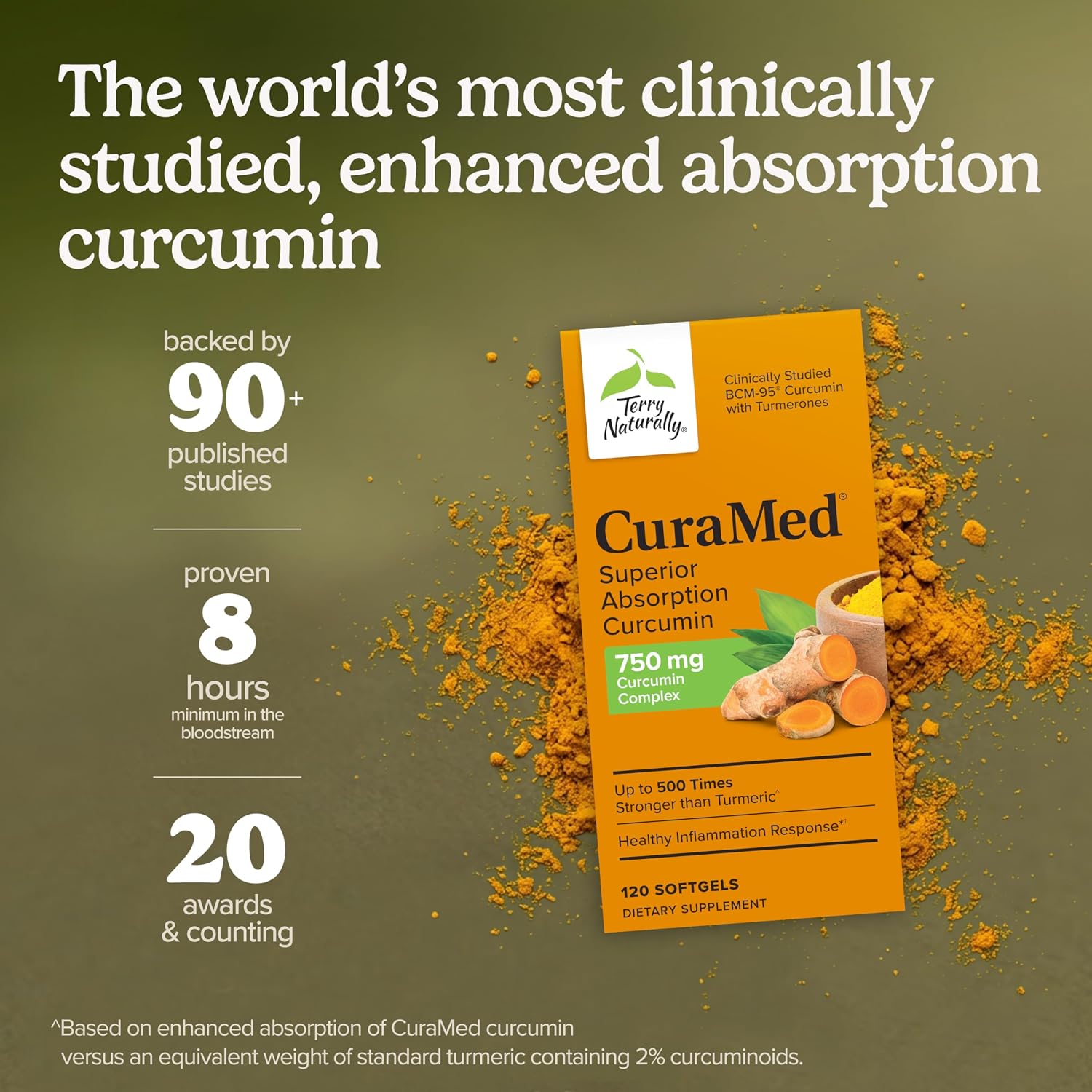 Terry Naturally CuraMed 750 mg - BCM-95 Curcumin Supplement - Brain, Heart and Liver Health Support - High-Potency Turmeric Complex - 120 Softgels