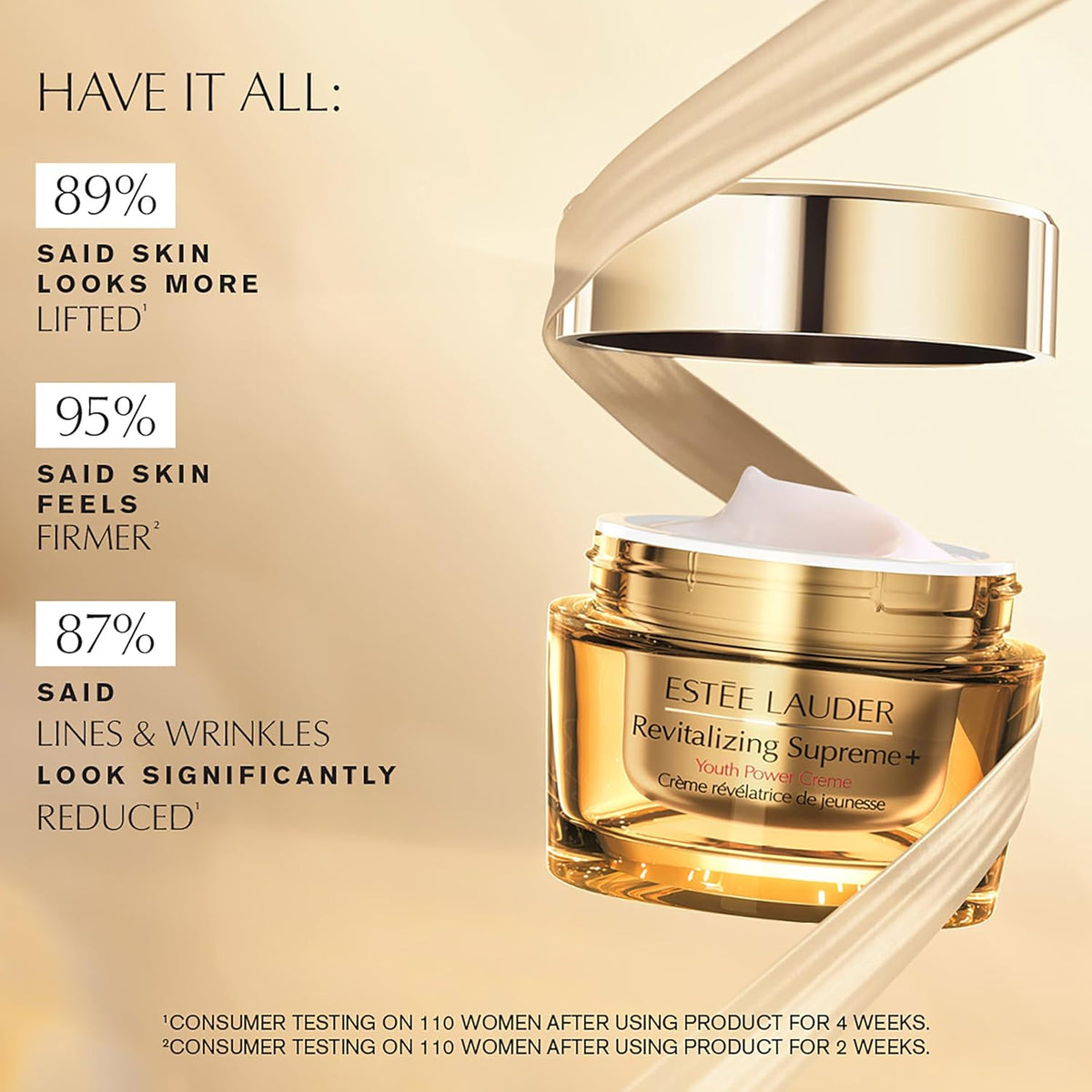 Estée Lauder Revitalizing Supreme+ Youth Power Cream Moisturizer with Hyaluronic Acid & Peptides, Anti Aging | Face & Neck Cream