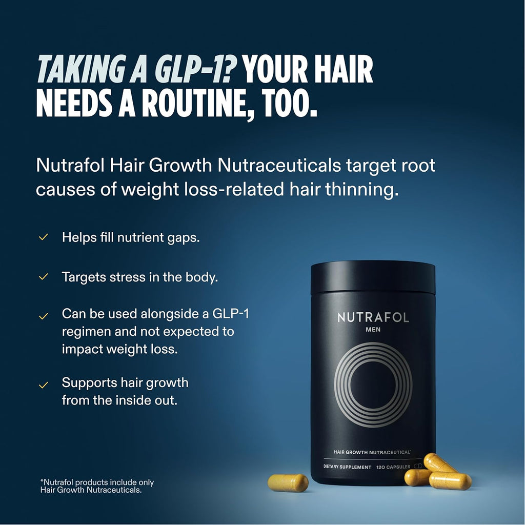 Nutrafol Men's Hair Growth Supplements, Clinically Tested for Visibly Thicker Hair and Scalp Coverage, Dermatologist Recommended - 1 Month Supply