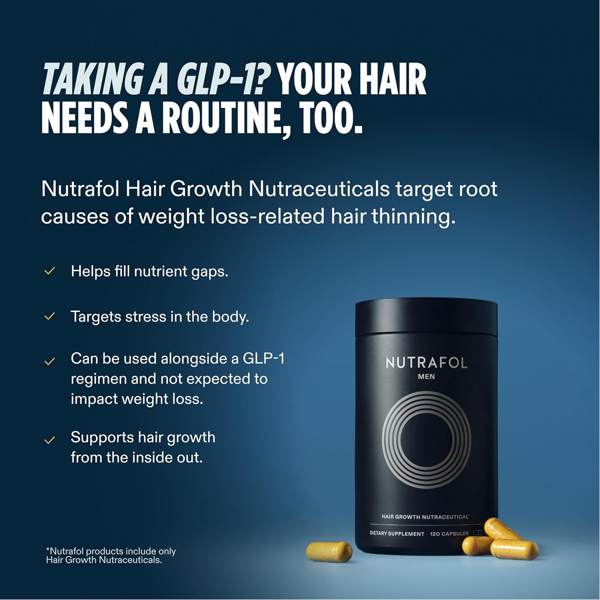 Nutrafol Men's Hair Growth Supplements, Clinically Tested for Visibly Thicker Hair and Scalp Coverage, Dermatologist Recommended - 1 Month Supply