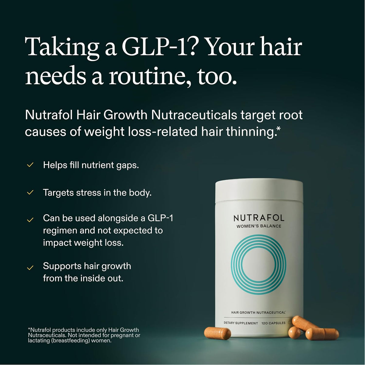 Women's Balance Hair Growth Supplements, Ages 45 and Up, Clinically Tested for Visibly Thicker Hair and Scalp Coverage, Dermatologist Recommended - 1 Month Supply