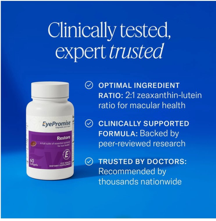 Restore Eye Supplements – Omega 3 Eye Support Softgels | 60 Softgels | 30-Day Supply for Daily Eye Wellness
