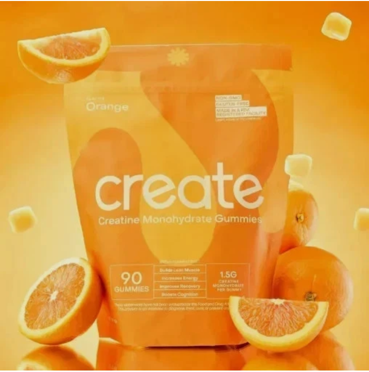 Create Creatine Monohydrate Gummies for Men & Women | Orange Flavor | Muscle Strength & Performance Support | 90 Gummies