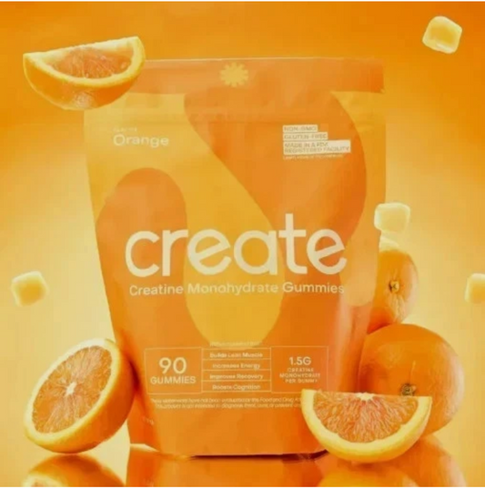 Create Creatine Monohydrate Gummies for Men & Women | Orange Flavor | Muscle Strength & Performance Support | 90 Gummies